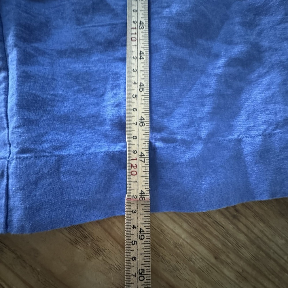 Adolfo Dominguez XL 100% Linen Wrap Jumpsuit Blue Wide Leg Tie Waist India Made - Picture 14 of 15